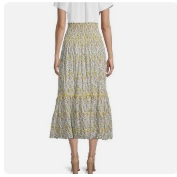 Faith & Zoe Skirts Faith Zoe Floral Midi Skirt In Yellow Pink White